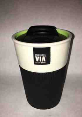 VIA Ready Brew Starbucks Travel Cup Mug Tumbler Lid Rubber Grip 2011 Bone China - Sold on eBay Sep, 13th 2018 for $25.99