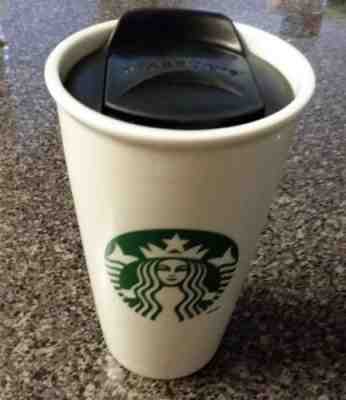 Classic Starbucks 2011 Ceramic Tumbler 12 oz To Go Cup Travel Mug & Lid MERMAID  - Sold on eBay Sep, 12th 2018 for $10.00