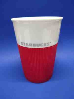 2011 Starbucks Travel Mug Tumbler 8 Oz. Red Silicone Grip Bone China - Sold on eBay Sep, 11th 2018 for $7.99