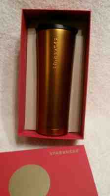 Starbucks MATTE Gold Stainless Steel Tumbler  20oz  NWT IN RED BOX!!!!  2012 - Sold on eBay Nov, 5th 2018 for $39.00