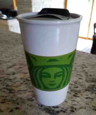 STARBUCKS 2012 Ceramic Travel Tumbler Coffee Travel Mug w/ Lid Green Siren - Sold on eBay Oct, 30th 2018 for $18.95