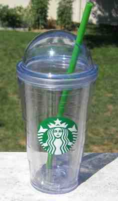 2012 Starbucks Coffee Clear Plastic Domed Tumbler with Straw 16 oz logo design - Sold on eBay Oct, 29th 2018 for $21.95