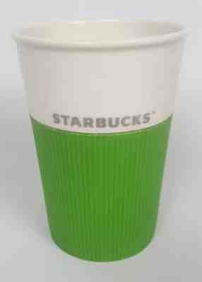 Starbucks 2012 Bone China Green Rubber Grip To Go Mug Cup Tumbler 8 oz. EUC - Sold on eBay Oct, 28th 2018 for $10.49