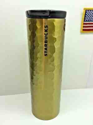 Starbucks 2012 Hammered Gold Stainless Steel Travel Tumbler Mug 16 oz. 1/3 ml. - Sold on eBay Oct, 28th 2018 for $24.99