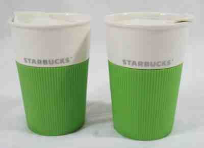 Set of 2 Starbucks Coffee Mugs 2012 White Green Travel Tumbler 12 oz  - Sold on eBay Oct, 25th 2018 for $25.00