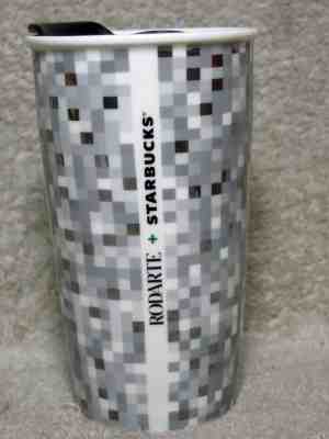 Starbucks Rodarte 2012 Ceramic Tumbler 12oz Lid Pixel Block Pattern - Sold on eBay Oct, 24th 2018 for $9.99