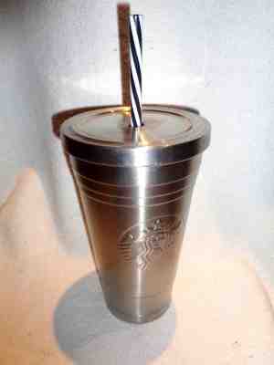 2012 Brushed Stainless Steel Starbucks Insulated Cold Drink Tumbler with Straw  - Sold on eBay Oct, 19th 2018 for $19.99