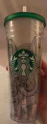 Starbucks Travel Tumbler Cold Cup, Black Swirls + Mermaid Logo, 24oz Venti, 2012 - Sold on eBay Oct, 14th 2018 for $15.00