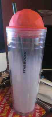 2012 Starbucks Cold Cup tall Tumbler Red Dome Lid Green Straw - Sold on eBay Oct, 7th 2018 for $9.99