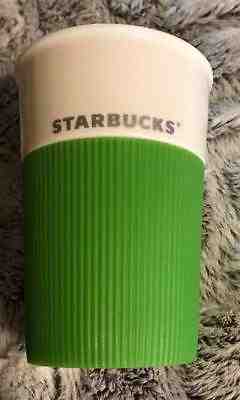 Starbucks 2012 Bone China Green Rubber Grip To Go Mug Cup Tumbler 8 oz AWESOME - Sold on eBay Oct, 7th 2018 for $19.88