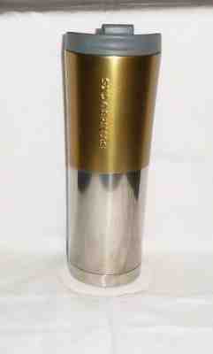 Starbucks Gold & Stainless Steel Tumbler 20 Oz. 2012 Gray Flip To Sip Lid - Sold on eBay Oct, 5th 2018 for $15.00