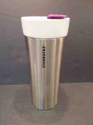 Starbucks 2012 Stainless Steel White Porcelain Tumbler Tall Travel Mug 12 oz - Sold on eBay Oct, 3rd 2018 for $19.99
