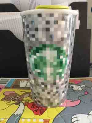 Starbucks Rodarte Ceramic Pixel Tumbler Travel Mug 12 oz Cup 2012 Limited Ed  - Sold on eBay Oct, 2nd 2018 for $7.00