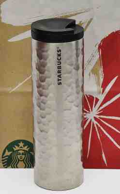 Starbucks 2012 Hammered Silver Stainless Steel 16 ounce Travel Tumbler NEW - Sold on eBay Sep, 26th 2018 for $49.99