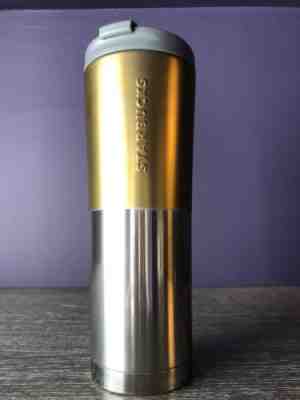 Starbucks Gold/Silver Grey Stainless Steel Tumbler Bottle Mug 20 Oz 2012 New - Sold on eBay Sep, 18th 2018 for $30.00