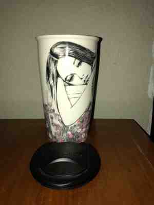 CHARLOTTE RONSON Starbucks Tumbler Traveler Mug 12 oz Ceramic 2013 RETIRED W/Lid - Sold on eBay Sep, 12th 2018 for $25.00