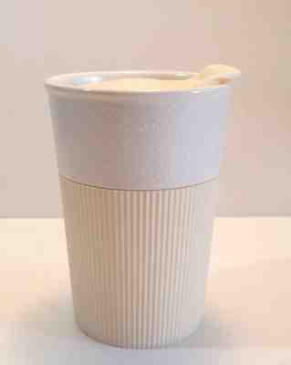 Starbucks Travel Mug Tumbler Ceramic Bone Silicone Rubber Grip Ivory White 2013 - Sold on eBay Sep, 12th 2018 for $25.00