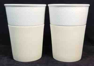SET Starbucks 2013 VIA White Snowflake Rubber Grip Tumbler Travel Mug Cup No LID - Sold on eBay Sep, 6th 2018 for $36.95