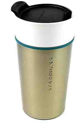 Starbucks 2013 Silver Stainless Steel & White Ceramic Tumbler Mug Travel 12oz - Sold on eBay Aug, 29th 2018 for $18.95