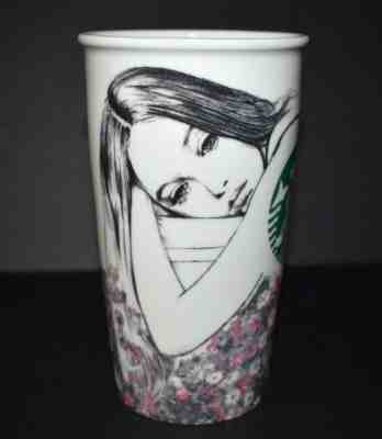STARBUCKS 2013 Travel MUG Charlotte Ronson No Lid Ceramic Cup Tumbler 12 oz. - Sold on eBay Aug, 27th 2018 for $39.99