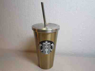 Starbucks 2014 Stainless Steel Cold Tumbler Siren Logo w/ Straw Silver 16 oz  - Sold on eBay Nov, 18th 2018 for $22.88