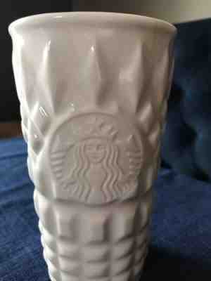 Starbucks Rare 2014 White Ceramic Tumbler Special Christmas Sweater Studs 10oz - Sold on eBay Nov, 15th 2018 for $8.00