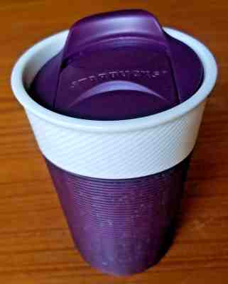 Starbucks Purple Ceramic 8oz  2014 Travel Tumbler Rubber Grip Coffee Cup NWT - Sold on eBay Nov, 11th 2018 for $19.99