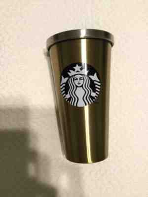 2014 STARBUCKS Cold Cup Gold STAINLESS STEEL Silver Lid Tumbler 16 oz Siren - Sold on eBay Nov, 9th 2018 for $9.99