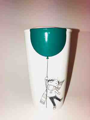 2014 Starbucks 12 oz DOT Collection Travel Tumbler w/Lid Boy with Green Balloon - Sold on eBay Nov, 7th 2018 for $16.50