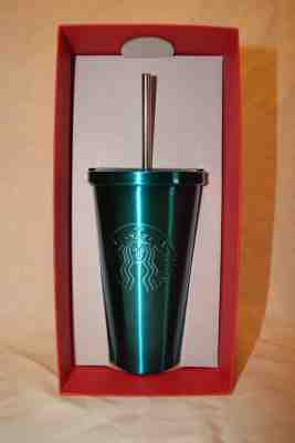 NIP 2014 Starbucks 16 oz. Stainless Steel Tumbler Cold Cup Turquoise Aqua Blue  - Sold on eBay Nov, 6th 2018 for $25.00