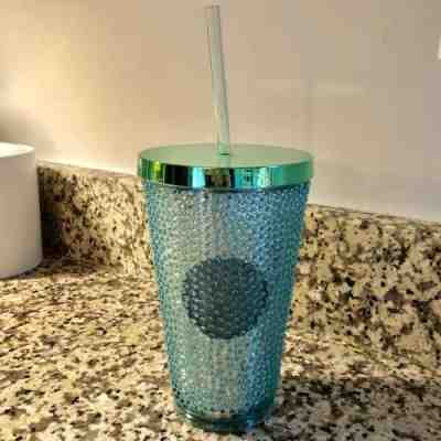 STARBUCKS 2014 Green Hobnail  Cold Cup 16 Oz Travel Tumbler & Straw - NEW/UNUSED - Sold on eBay Nov, 4th 2018 for $8.00