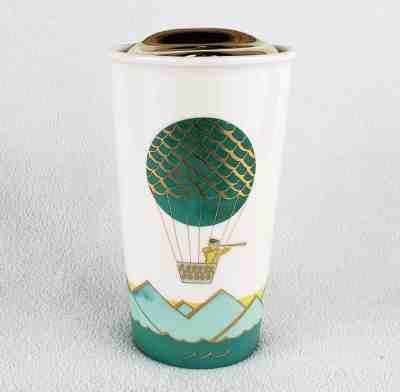 Starbucks 2014 Ceramic Tumbler Hot Air Balloon Dot Collection, 12 Fl Oz, w/Lid - Sold on eBay Oct, 29th 2018 for $29.99