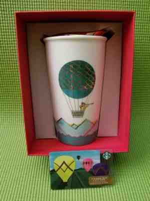 Starbucks 2014 Dot Collection Hot Air Balloon Ceramic Tumbler w/Card New Rare - Sold on eBay Oct, 29th 2018 for $50.00