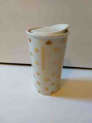 STARBUCKS - GOLD DOT - Ceramic TRAVELER TUMBLER - 2014 - DOT COLLECTION *NEW! - Sold on eBay Oct, 24th 2018 for $12.00