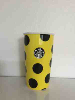 Starbucks 2015 Polka Dot Yellow/Black DW Ceramic Tumbler - Sold on eBay Nov, 14th 2018 for $19.99