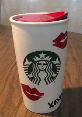 Starbucks 2015 XOXO KIsses Double Wall Ceramic Travel Tumbler Ceramic Lid - Sold on eBay Oct, 27th 2018 for $18.95
