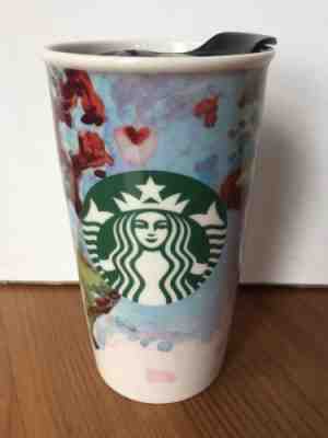 Starbucks Ceramic Travel Cup Tumbler Earth World Globe Watercolor 2015 12 Oz - Sold on eBay Oct, 17th 2018 for $34.99