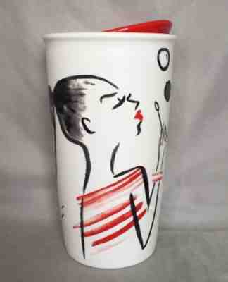 Starbucks Bubble Girl Red White Ceramic Travel Cup Tumbler 12 Oz.  2015. Mint - Sold on eBay Oct, 16th 2018 for $30.00