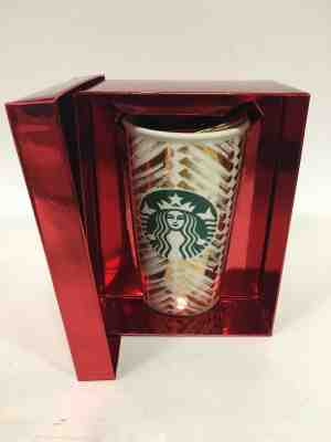 *Starbucks* 2015Christmas Abstract Gold Chevron Tumbler10 OZ *Red Box*NIB* - Sold on eBay Oct, 7th 2018 for $49.99