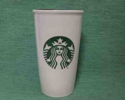 Starbucks 2015 White Green Siren Ceramic 12 oz Tumbler Traveler Coffee Tea Mug - Sold on eBay Oct, 5th 2018 for $19.99