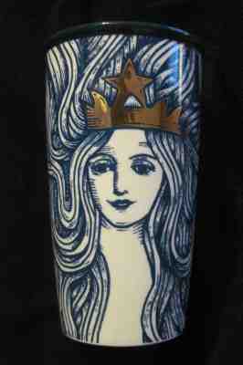 Starbucks 2016 Anniversary Blue Siren Mermaid 12oz Ceramic Tumbler- No Lid - Sold on eBay Nov, 18th 2018 for $22.50
