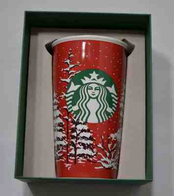 2016 NEW STARBUCKS COFFEE RED CERAMIC TUMBLER CHRISTMAS WINTER HOLIDAY TREE 12 o - Sold on eBay Nov, 14th 2018 for $35.00