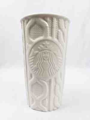 Starbucks 2016 White Ceramic Travel Tumbler Coffee 10oz Embossed Mug No Lid  - Sold on eBay Nov, 11th 2018 for $18.99