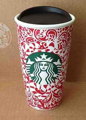 Starbucks Candy Cane Mermaid Holiday 12 oz Ceramic Travel Tumbler 2016 - Sold on eBay Nov, 11th 2018 for $13.95