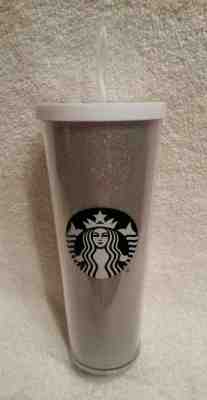 Starbucks SILVER GLITTER Cold Cup 24oz Tumbler Holiday  2016 GENTLY USED 1X - Sold on eBay Nov, 5th 2018 for $27.00