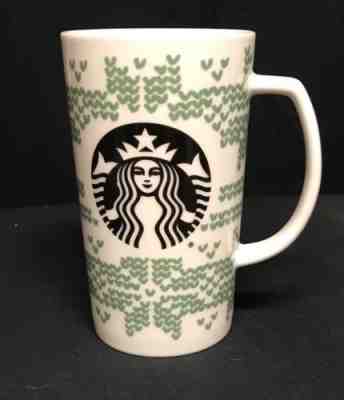 Starbucks Tall Tumbler  Mug 2016  Green & White Snowflake Design 16 oz. NWT - Sold on eBay Nov, 2nd 2018 for $8.95