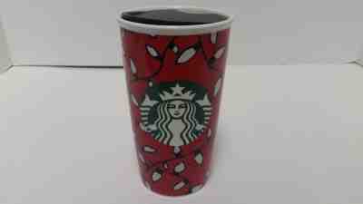 Starbucks 2016 Holiday Christmas Lights Ceramic Travel Mug Cup Tumbler - Sold on eBay Nov, 2nd 2018 for $15.99