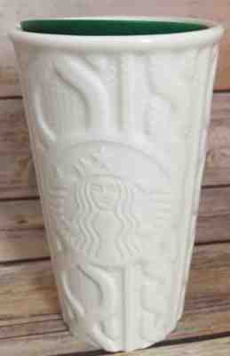 Starbucks Coffee Mug White Cable Knit Sweater 2016 Holiday Tumbler Green Lid NEW - Sold on eBay Nov, 1st 2018 for $34.95