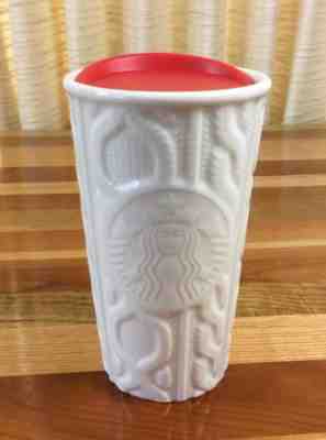 Starbucks Coffee Siren Sweater Travel Mug 2016 Tumbler Holiday White Knit - Sold on eBay Oct, 29th 2018 for $26.59
