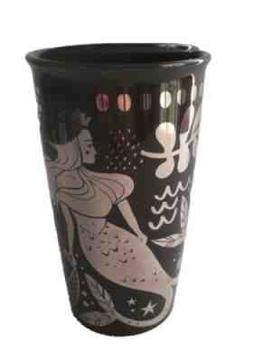 Starbucks 2017 Siren Mermaid Brown Black Silver Ceramic Tumbler Holiday 12oz - Sold on eBay Nov, 18th 2018 for $10.00
